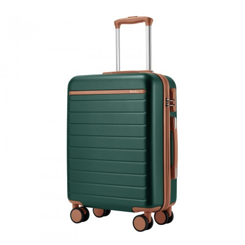 Kono 20 Inch Scratch Resistant Hard Shell Spinner Cabin Suitcase Green Brown | Neil's Luggage Store