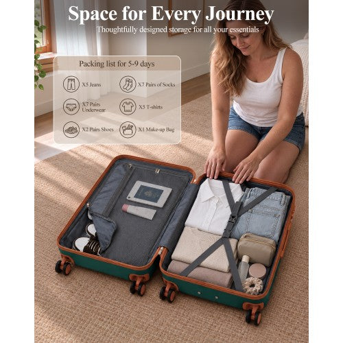 Scratch Resistant 3 Piece Hard Shell Luggage Set With Spinner Wheels Green Brown | Neil's Luggage Store