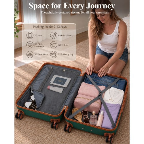 Scratch Resistant 3 Piece Hard Shell Luggage Set With Spinner Wheels Green Brown | Neil's Luggage Store