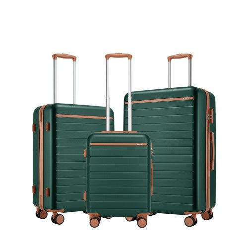 Scratch Resistant 3 Piece Hard Shell Luggage Set With Spinner Wheels Green Brown | Neil's Luggage Store