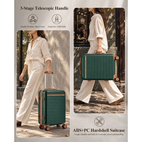 Scratch Resistant 3 Piece Hard Shell Luggage Set With Spinner Wheels Green Brown | Neil's Luggage Store