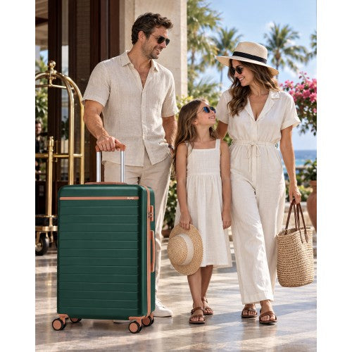 Scratch Resistant 3 Piece Hard Shell Luggage Set With Spinner Wheels Green Brown | Neil's Luggage Store