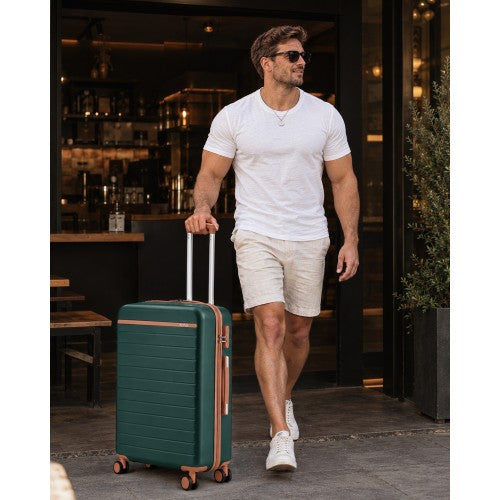 Kono 24 Inch Medium Hard Shell Spinner Suitcase Scratch Resistant Green | Neil's Luggage Store