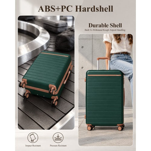 Kono 24 Inch Medium Hard Shell Spinner Suitcase Scratch Resistant Green | Neil's Luggage Store