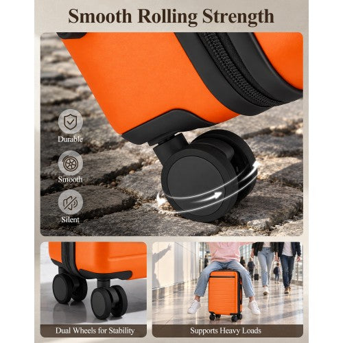 Kono 20 Inch Scratch Resistant ABS PC Hard Shell Cabin Suitcase Orange Black | Neil's Luggage Store