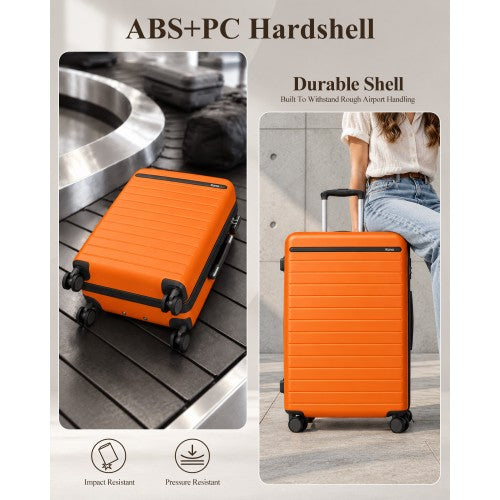Kono 20 Inch Scratch Resistant ABS PC Hard Shell Cabin Suitcase Orange Black | Neil's Luggage Store
