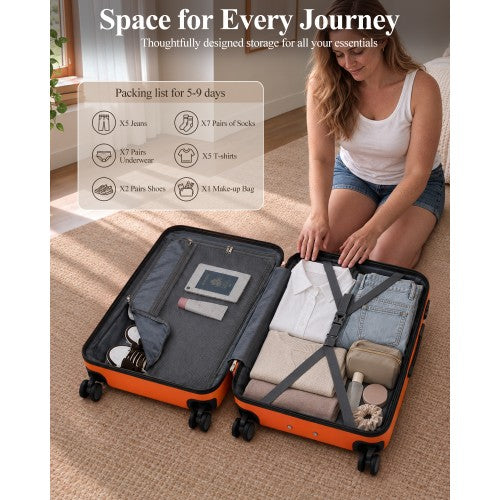 Kono 3 Piece Scratch Resistant ABS PC Hard Shell Luggage Set Orange Black | Neil's Luggage Store