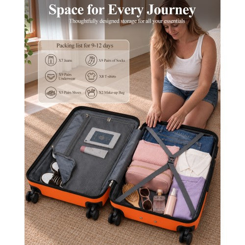 Kono 3 Piece Scratch Resistant ABS PC Hard Shell Luggage Set Orange Black | Neil's Luggage Store
