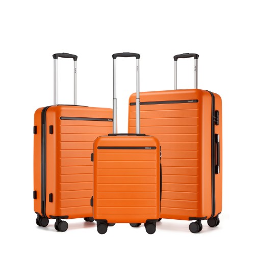 Kono 3 Piece Scratch Resistant ABS PC Hard Shell Luggage Set Orange Black | Neil's Luggage Store