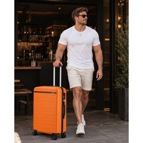 Kono 3 Piece Scratch Resistant ABS PC Hard Shell Luggage Set Orange Black | Neil's Luggage Store