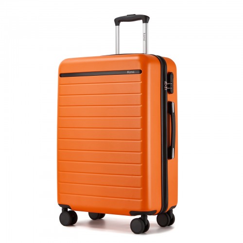 Kono 24 Inch Scratch Resistant Hard Shell Medium Checked Suitcase Orange Black | Neil's Luggage Store