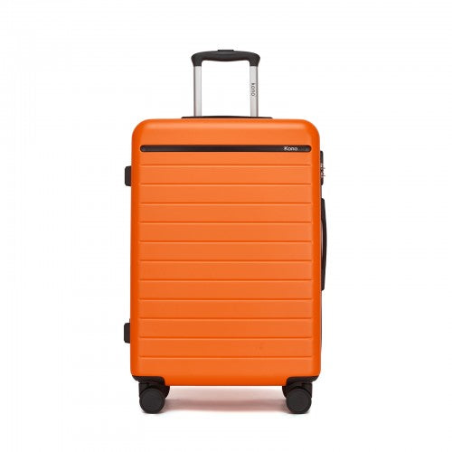 Kono 24 Inch Scratch Resistant Hard Shell Medium Checked Suitcase Orange Black | Neil's Luggage Store