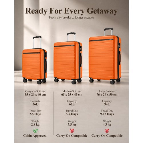Kono 28 Inch Scratch Resistant Hard Shell Suitcase Orange and Black | Neil's Luggage Store