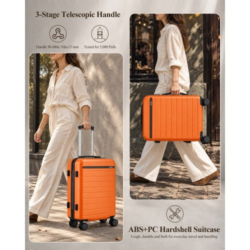 Kono 28 Inch Scratch Resistant Hard Shell Suitcase Orange and Black | Neil's Luggage Store