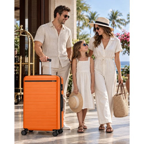 Kono 28 Inch Scratch Resistant Hard Shell Suitcase Orange and Black | Neil's Luggage Store