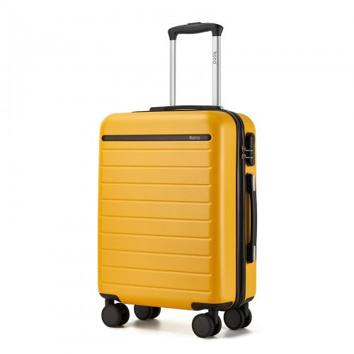 Kono 20 Inch Scratch Resistant ABS PC Hard Shell Cabin Suitcase Yellow Black | Neil's Luggage Store