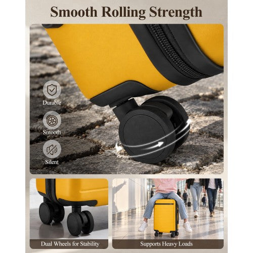 Kono 20 Inch Scratch Resistant ABS PC Hard Shell Cabin Suitcase Yellow Black | Neil's Luggage Store