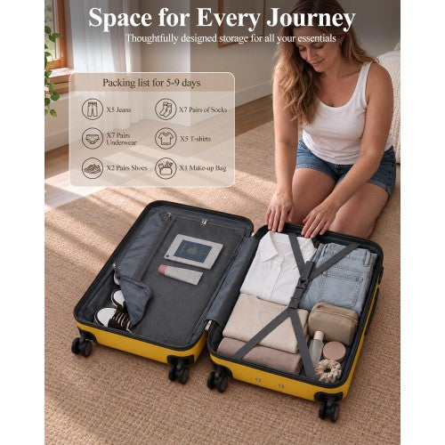 Kono 3 Piece Scratch Resistant Hard Shell Luggage Set Yellow And Black | Neil's Luggage Store