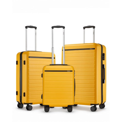Kono 3 Piece Scratch Resistant Hard Shell Luggage Set Yellow And Black | Neil's Luggage Store