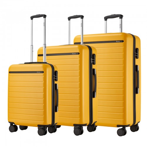 Kono 3 Piece Scratch Resistant Hard Shell Luggage Set Yellow And Black | Neil's Luggage Store