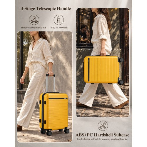 Kono 3 Piece Scratch Resistant Hard Shell Luggage Set Yellow And Black | Neil's Luggage Store