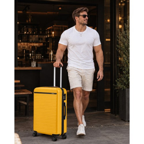 Kono 3 Piece Scratch Resistant Hard Shell Luggage Set Yellow And Black | Neil's Luggage Store