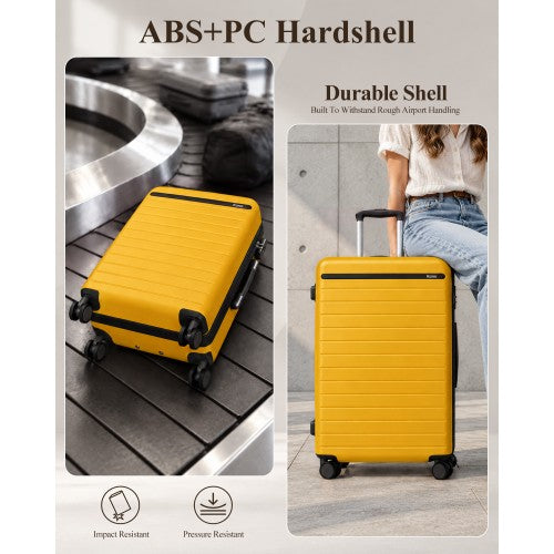 Kono 3 Piece Scratch Resistant Hard Shell Luggage Set Yellow And Black | Neil's Luggage Store