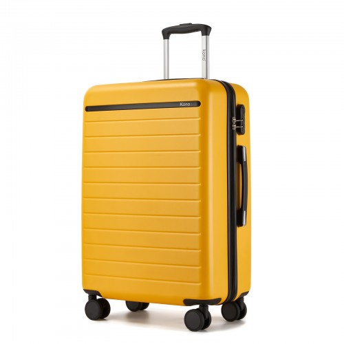 Kono 24 Inch Scratch Resistant Hard Shell Check In Suitcase Yellow Black | Neil's Luggage Store