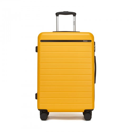 Kono 24 Inch Scratch Resistant Hard Shell Check In Suitcase Yellow Black | Neil's Luggage Store