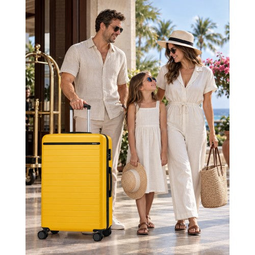 Kono 28 Inch Scratch Resistant Hard Shell Suitcase Yellow And Black | Neil's Luggage Store