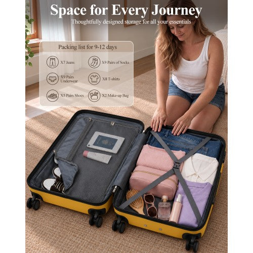 Kono 28 Inch Scratch Resistant Hard Shell Suitcase Yellow And Black | Neil's Luggage Store