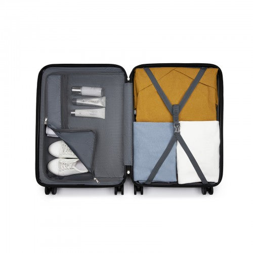 KSK2585 - Kono 24 Inch Medium ABS+PC Hard Shell Checked Luggage, Modern Diagonal Stripe Travel Suitcase with Silent Spinner Wheels, Combination Lock - Green | Neil's Luggage Store