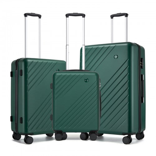 KSK2585 - Kono ABS+PC Hard Shell 3 Piece Luggage Set (20/24/28 Inch) with Diagonal Strap, Silent Wheels & Complete Travel Solution - Green | Neil's Luggage Store