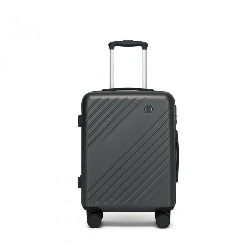 KSK2585 - Kono 20 Inch ABS+PC Hard Shell Carry On Luggage, Diagonal Stripe Lightweight Travel Suitcase with Silent Spinner Wheels & Organised Interior - Grey | Neil's Luggage Store