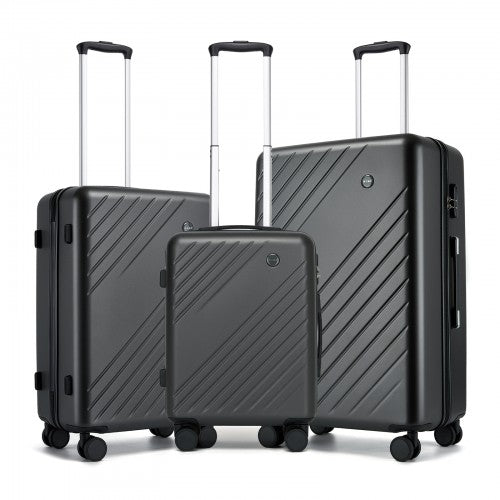 KSK2585 - Kono ABS+PC Hard Shell 3 Piece Luggage Set (20/24/28 Inch) with Diagonal Strap, Silent Wheels & Complete Travel Solution - Grey | Neil's Luggage Store