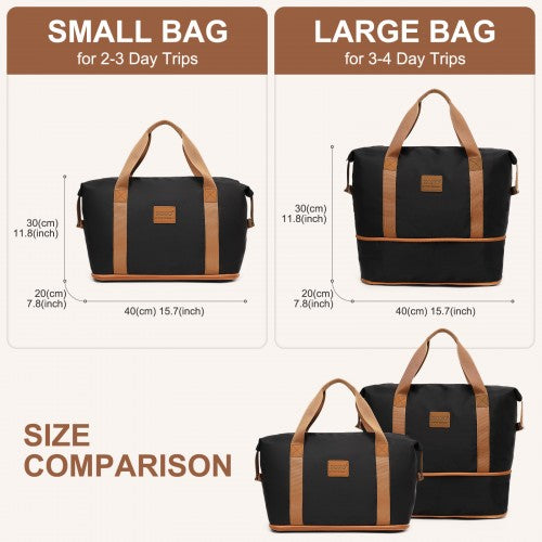 KSK2592+EA2212 - Kono 20 Inch ABS+PC Hard Shell Cabin Suitcase Set with Travel Bag & Toiletry Pouch - Black and Brown by LuluBags