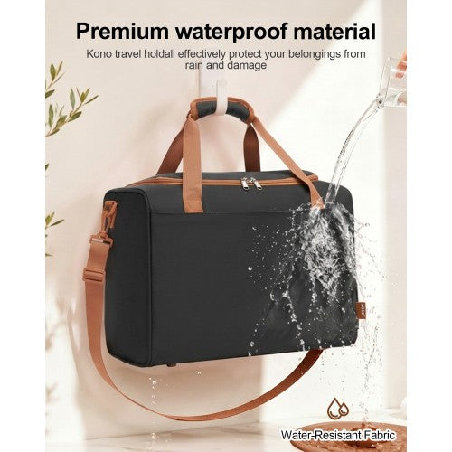 KSK2592+TVK2521 - Kono 20 Inch ABS+PC Cabin Suitcase with Travel Bag, Carry‑On Luggage Set - Black and Brown by LuluBags