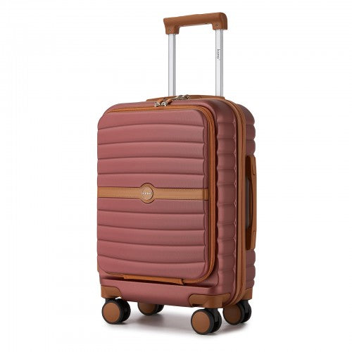 Kono 21 Inch Cabin Suitcase With 15.6 Inch Laptop Compartment Burgundy Brown | Neil's Luggage Store