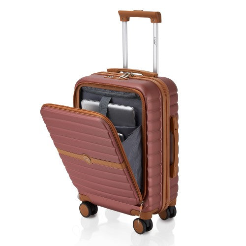 Kono 21 Inch Cabin Suitcase With 15.6 Inch Laptop Compartment Burgundy Brown | Neil's Luggage Store