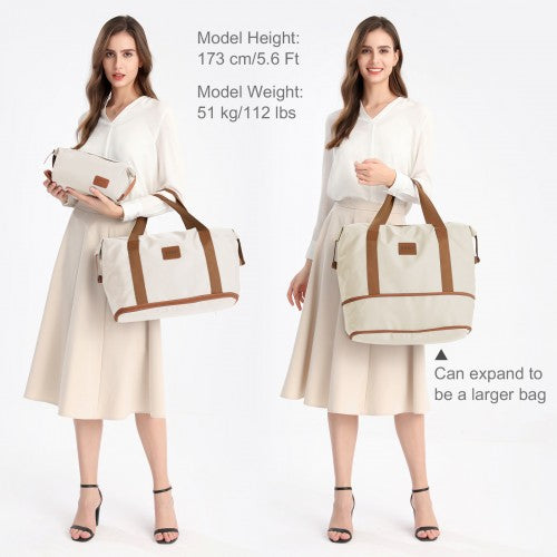 KSK2592+EA2212 - Kono 28 Inch Large ABS+PC Hard Shell Suitcase Set with Travel Bag & Toiletry Pouch - Cream and Brown by LuluBags