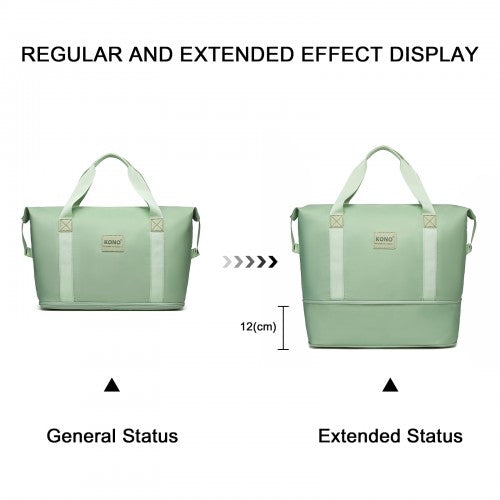 KSK2592+EA2212 - Kono 3‑Piece ABS+PC Suitcase Set with Travel Bag & Toiletry Pouch - Green and Brown by LuluBags