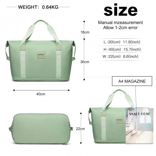 KSK2592+EA2212 - Kono 3‑Piece ABS+PC Suitcase Set with Travel Bag & Toiletry Pouch - Green and Brown by LuluBags