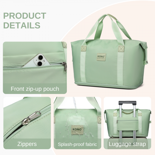 KSK2592+EA2212 - Kono 20 Inch ABS+PC Hard Shell Cabin Suitcase Set with Travel Bag & Toiletry Pouch - Green and Brown by LuluBags