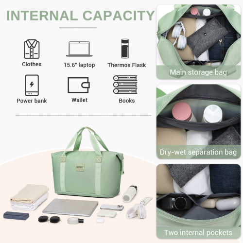 KSK2592+EA2212 - Kono 20 Inch ABS+PC Hard Shell Cabin Suitcase Set with Travel Bag & Toiletry Pouch - Green and Brown by LuluBags