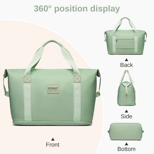 KSK2592+EA2212 - Kono 20 Inch ABS+PC Hard Shell Cabin Suitcase Set with Travel Bag & Toiletry Pouch - Green and Brown by LuluBags