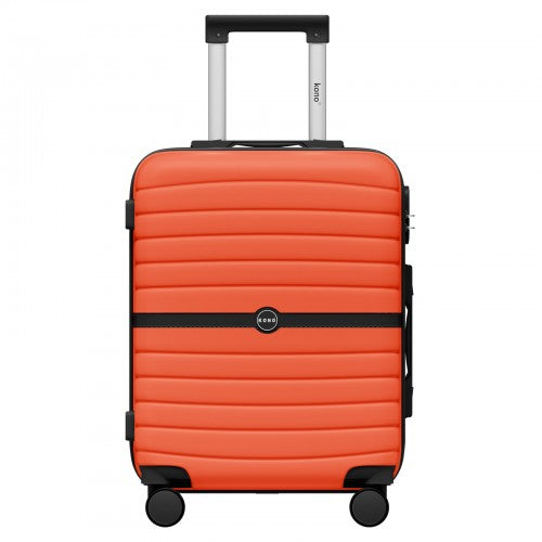 Kono 20 Inch ABS PC Striped Carry On Silent Spinner Wheels Orange Black | Neil's Luggage Store