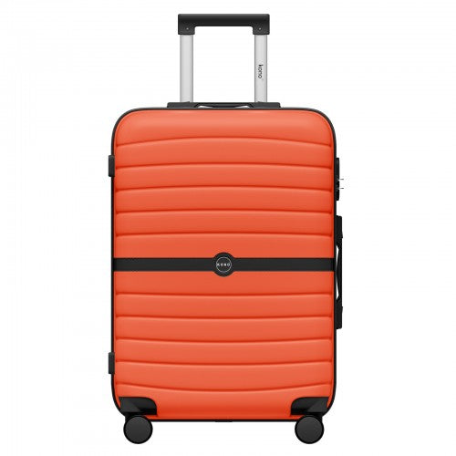 Kono 24 Inch ABS PC Striped Hard Shell Suitcase With Spinner Wheels Orange Black | Neil's Luggage Store