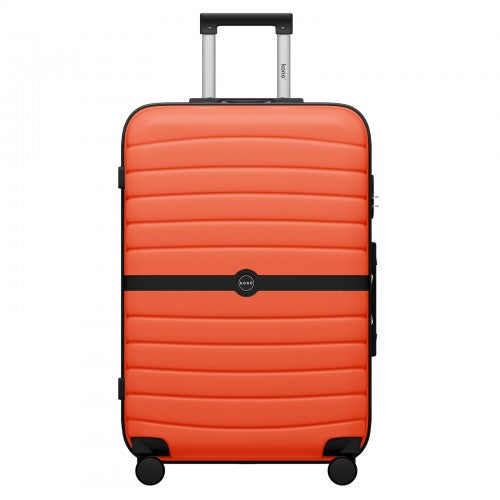 Kono 28 Inch ABS PC Luggage Striped Colour Block Checked Suitcase Orange Black | Neil's Luggage Store