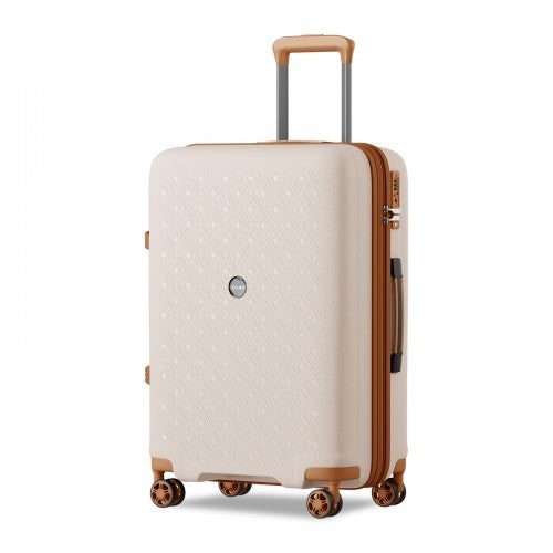 KSK2594 - Kono PP 24-inch Hard Shell Expandable Luggage–Lightweight Suitcase with TSA Lock & Built-in Cup Holder - Beige and Brown | Neil's Luggage Store