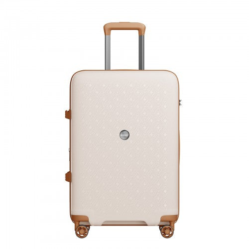 KSK2594 - Kono PP 20/24/28inch Hard Shell Expandable Luggage–Lightweight Suitcase with TSA Lock & Built-in Cup Holder - Beige and Brown | Neil's Luggage Store